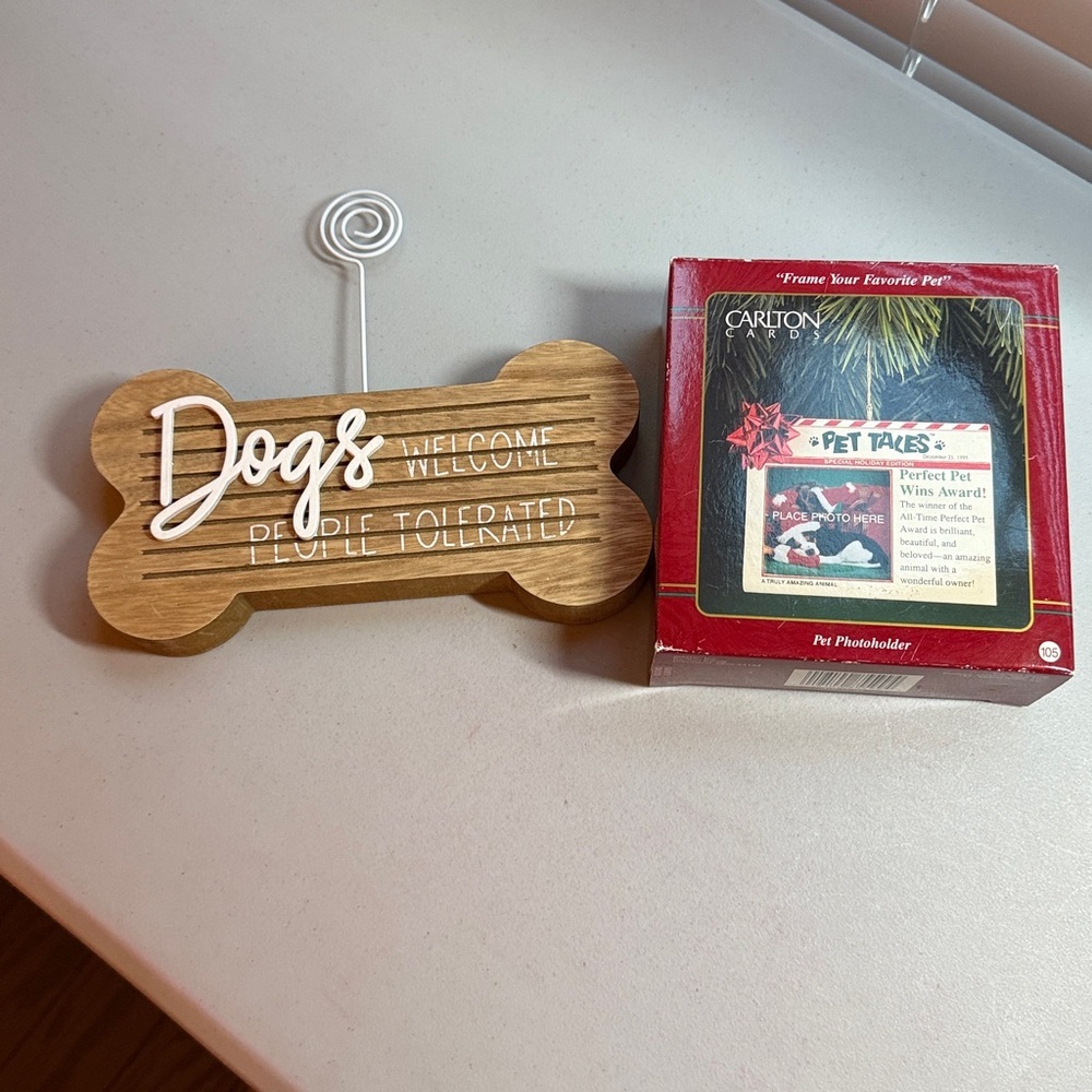 Carlton Cards Wooden Dog Bone Sign with Photo Ornament